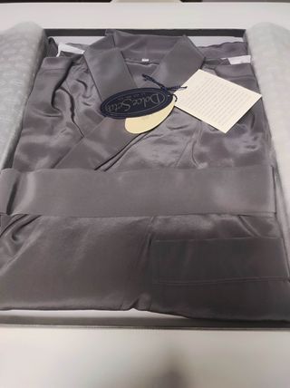 Vestaglia uomo tg 50, pura seta grigia