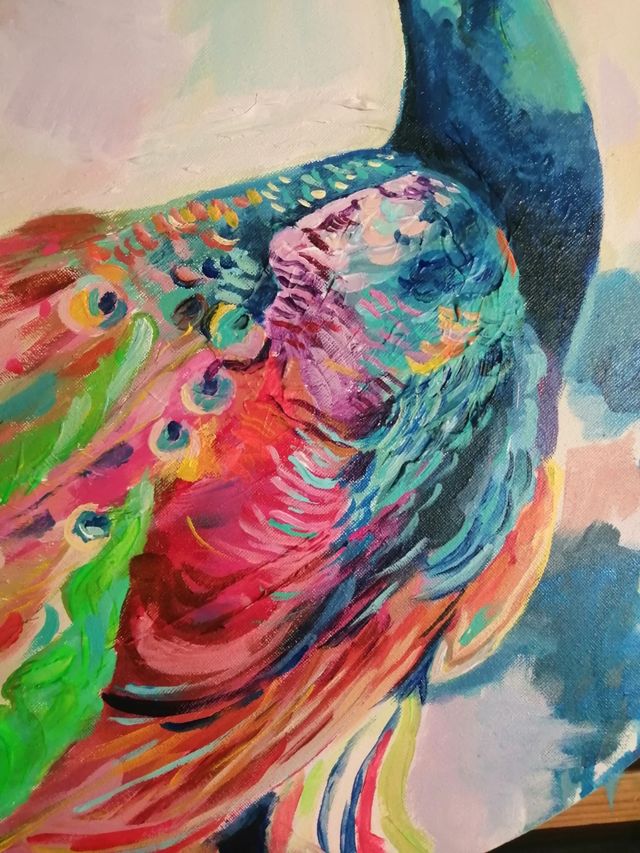 Pavo real pintura original