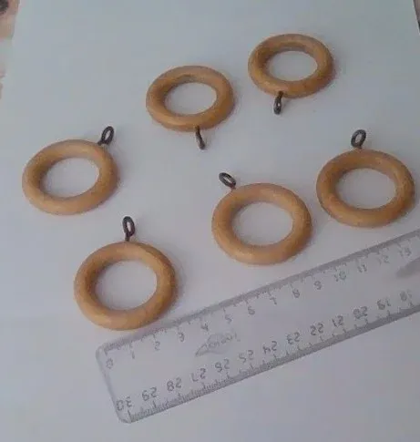 6 anillas de madera (2,5) para barra de cortina