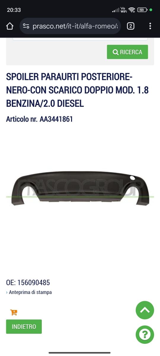 SPOILER POSTERIORE INFERIORE GIULIETTA 2 USCITE