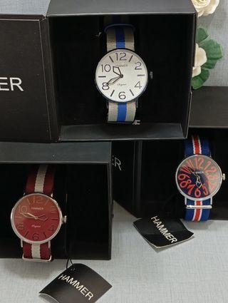 Orologio Hammer acciaio cinturino tessuto blu ross