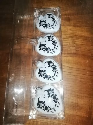 Set di 4 bellissimi 🖤 🤍, in vetro decorativi