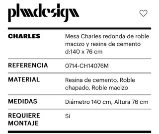 Mesa de comedor redonda PILMA