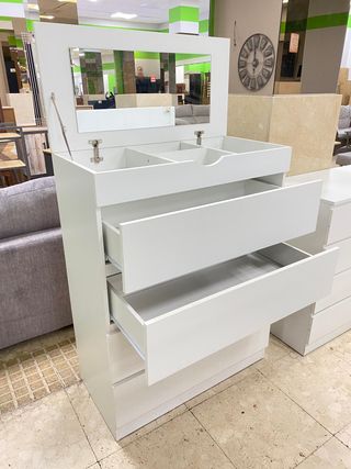 COMODA TOCADOR CON ESPEJO BLANCA