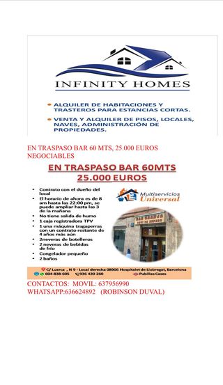 TRASPASO BAR EN PUBILLA CASAS HOSPITALET