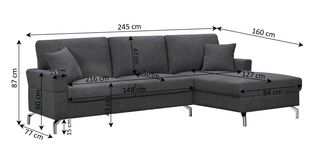 SOFA CHAISE LONGUE ELLEN 245CM