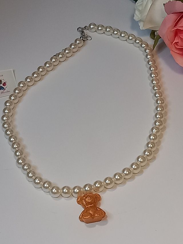 Collar de perlas ositos mini (dorado)