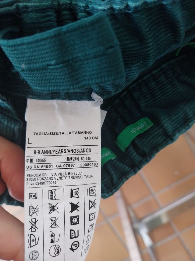 Pantalón de pana de Benetton 8/9 años