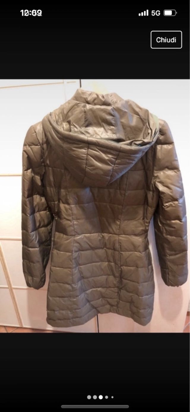 Piumino lungo doppio petto verde militare