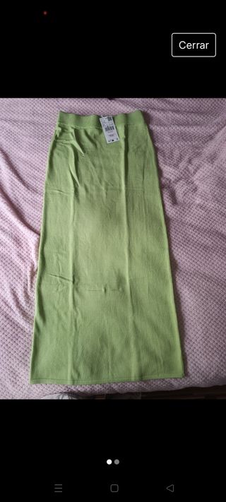 Falda punto mango nueva verde XS