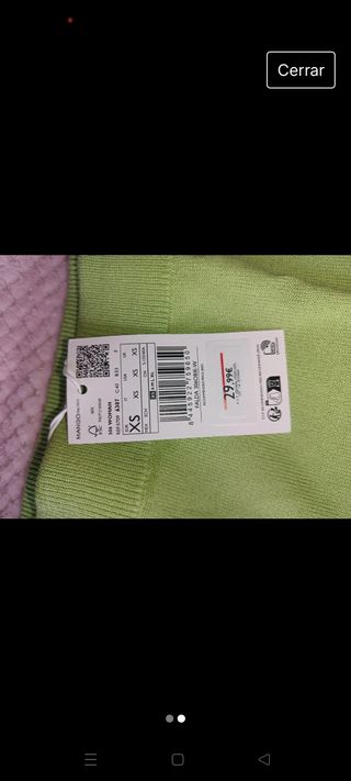Falda punto mango nueva verde XS