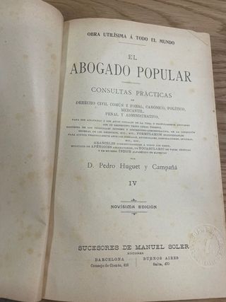 El abogado popular. Libro antiguo.