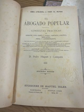 El abogado popular. Libro antiguo.