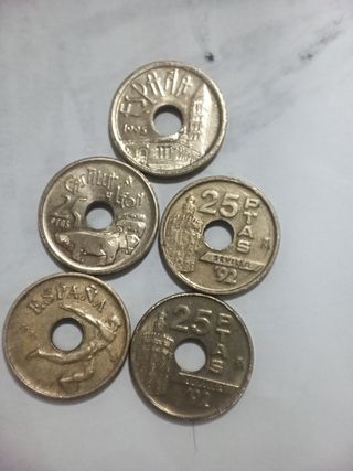 Lote 5 monedas de 25 pesetas