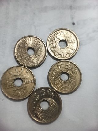 Lote 5 monedas de 25 pesetas