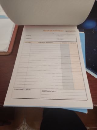Talonarios notas entrega  + albarán + recibos