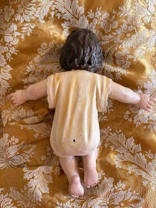 Niño Jesús talla madera XVIII. con vestido bordado