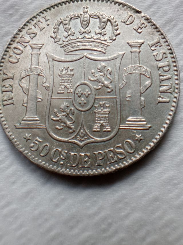 50 centavos Manila 1885 plata.