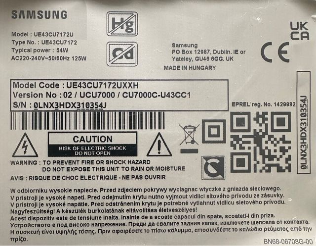 Recambios TV Samsung 43” Preguntar