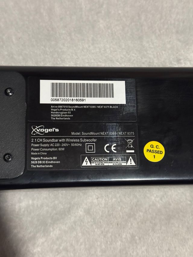 equipo barra de sonido y subwoofer vogel’s