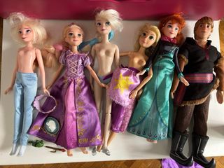 Lote muñecos Frozen y Rapunzel