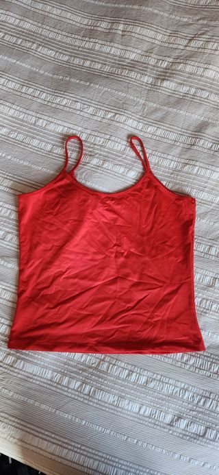 Camiseta tirantes roja Cortefiel L
