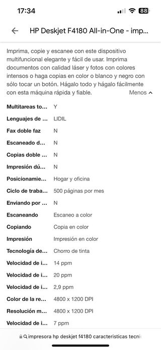 Impresora HP Deskjet F4180