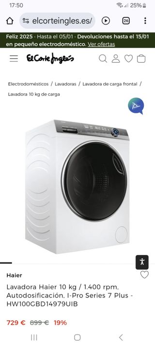 Lavadora Haier 10kg Nueva