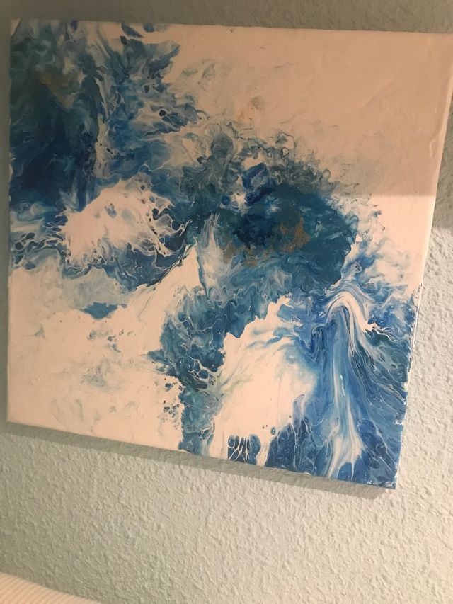 Dúo de pintura abstracta en color azul y verde