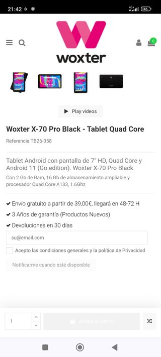 Tablet woxter 7 pulgadas