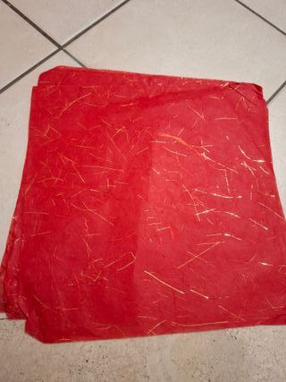 CARTA DI RISO rossa con fili oro 5 fogli 39x39 cm