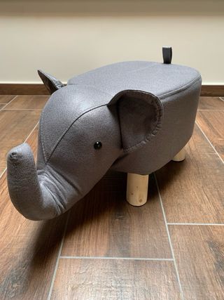 Sgabello Pouf Elefante Grigio Poggiapiedi Basso