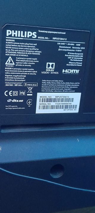 TV Philips 57" con rayas en pantalla