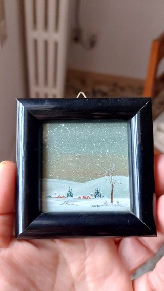 3 graziosi quadretti vintage dipinti a mano