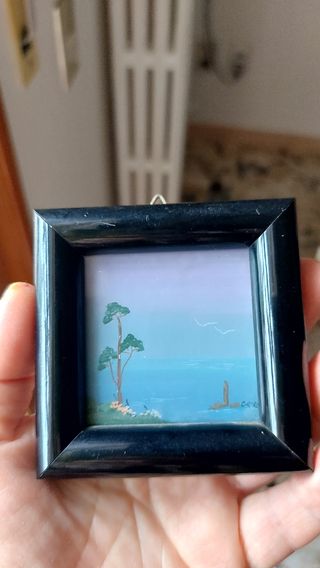 3 graziosi quadretti vintage dipinti a mano