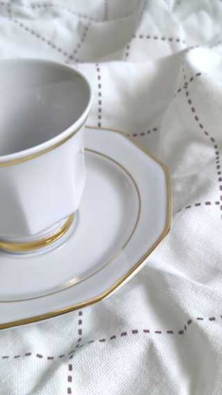 Preciosa taza y platillo porcelana