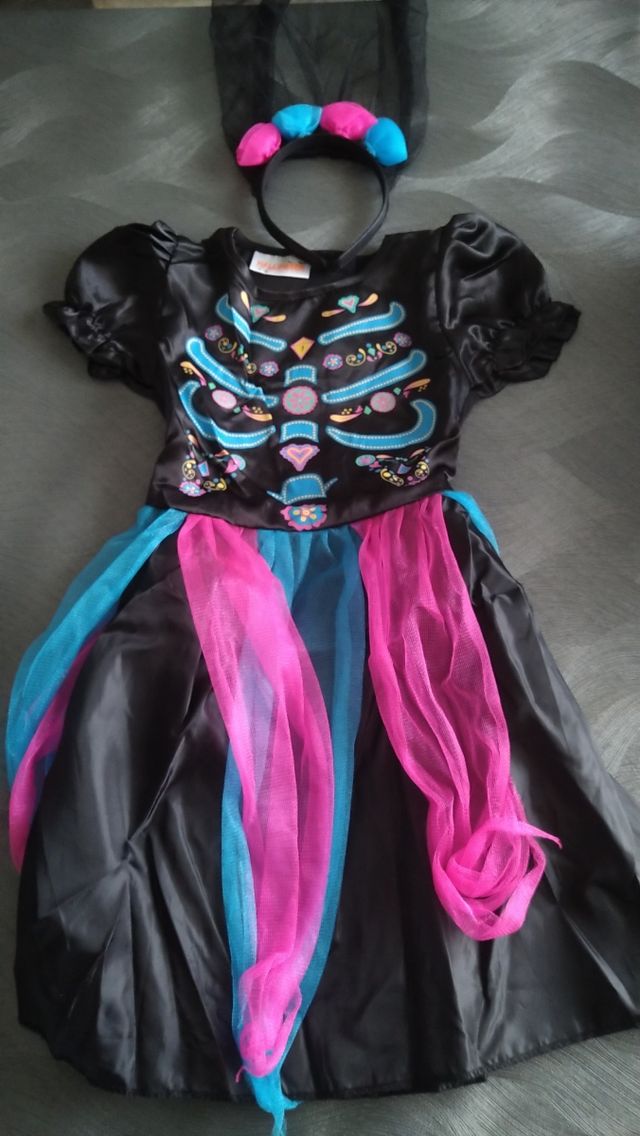 Costume per bambina scheletro messicano.