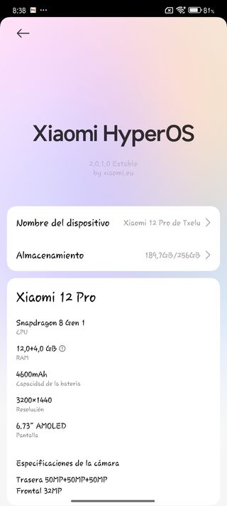 Xiaomi 12 PRO 12/256Gb - HyperOS 2