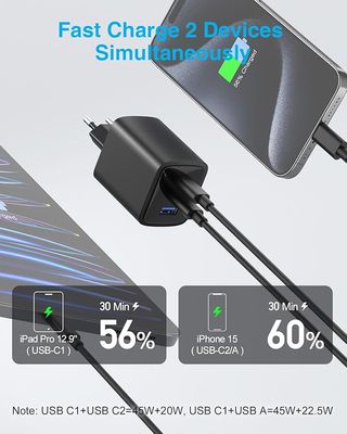 SATURNDOCK Cargador 70W 3 Puertos Cable USB-C 2M