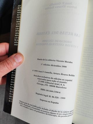 Libro J.F. Gamella "las rutas éxtasis" Ariel, 1999