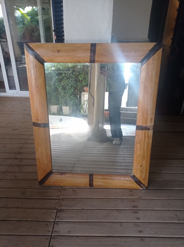 Espejo bamboo estilo jungla