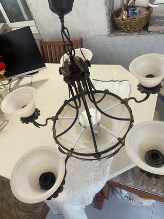 Lampara Techo Salon 5 brazos y plafon inferior