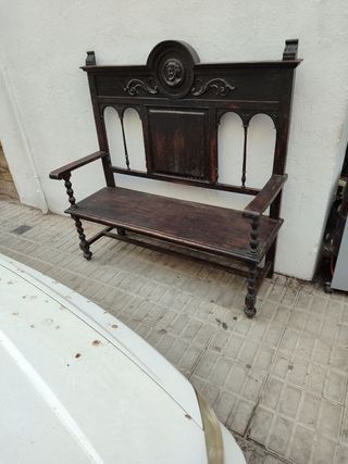 Sofá o Banco antiguo , madera de nogal