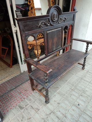 Sofá o Banco antiguo , madera de nogal