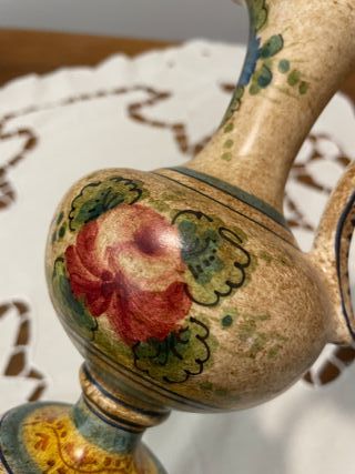 piccola anfora ceramica Deruta verde.