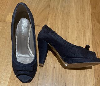 Zapato peep toe azul marino talla 36