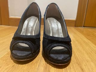 Zapato peep toe azul marino talla 36
