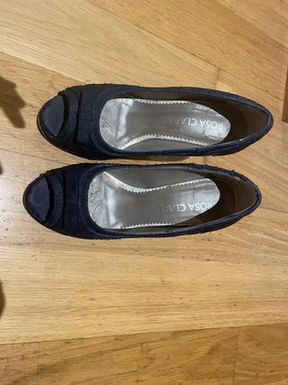 Zapato peep toe azul marino talla 36