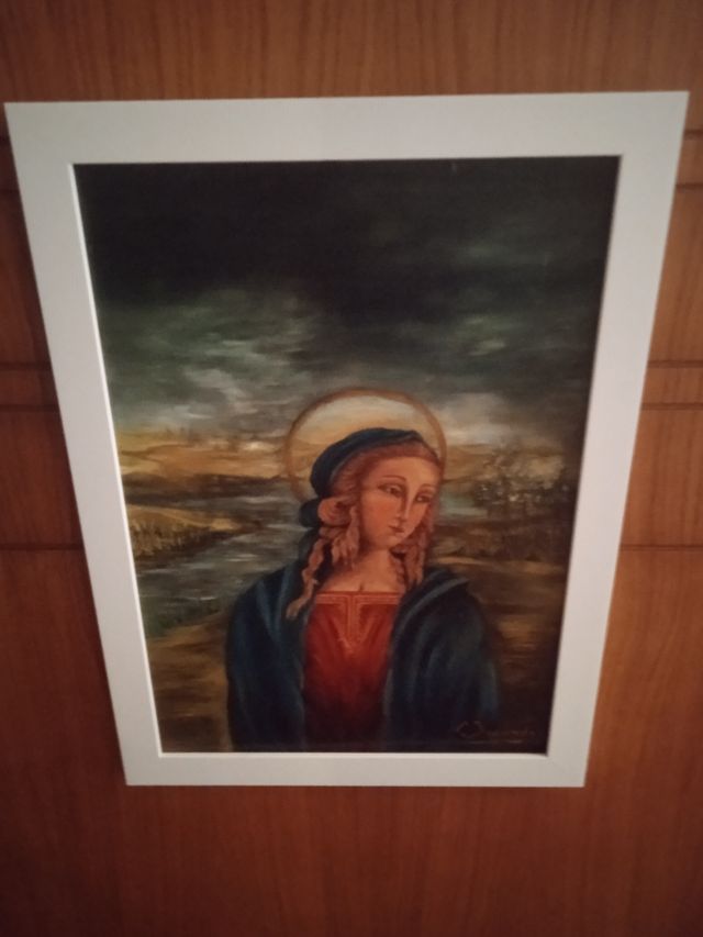 Oleo original Virgen sobre tabla