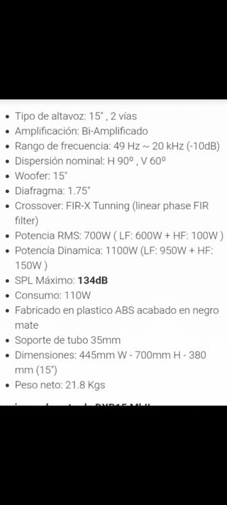 Altavoces yamaha autoamplificados ALQUILER
